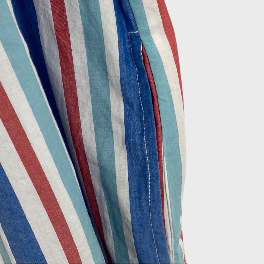 Celandine Anthropologie NWT Blue White Pink Pinstripe Bow Accent Jumpsuit - Picture 6 of 12